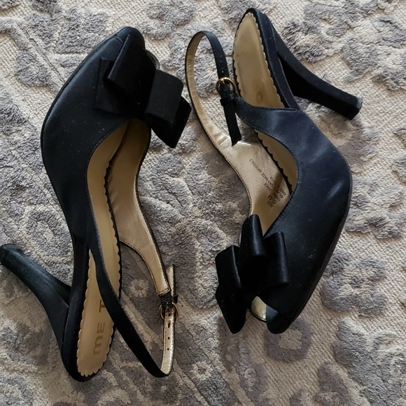 Black satin peep toe - Picture 3 of 6